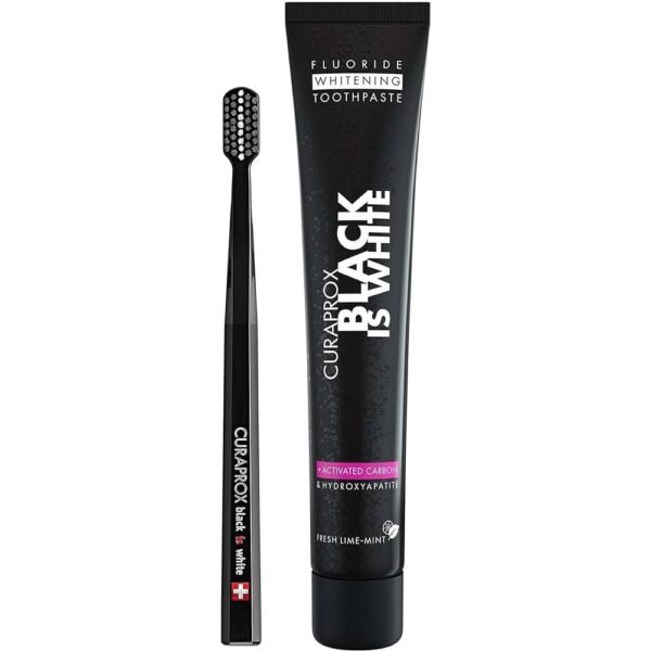 CURAPROX black is white charcoal toothpaste and brush, 1 pcs