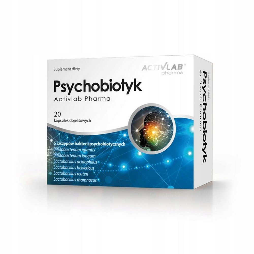 activlab psychobiotic 6 strains of bacteria 20 capsules probiotic good mood