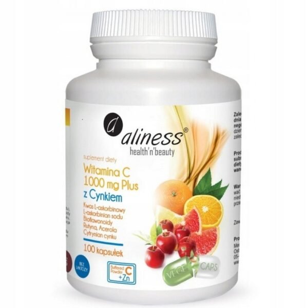 Aliness,Vitamin C 1000 mg with bioflavonoids ZINC PLUS acerola rutin,Aliness Witamina C 1000 mg z bioflawonoidami CYNK PLUS Acerola Rutyna