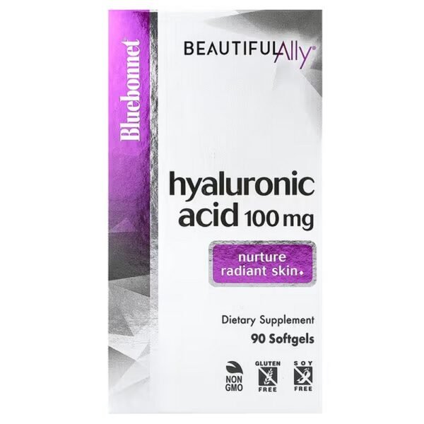 Bluebonnet Nutrition, Beautiful Ally, Hyaluronic Acid, 100 mg, 90 Softgels,Bluebonnet Nutrition, Beautiful Ally, гиалуроновая кислота, 100 мг, 90 мягких таблеток