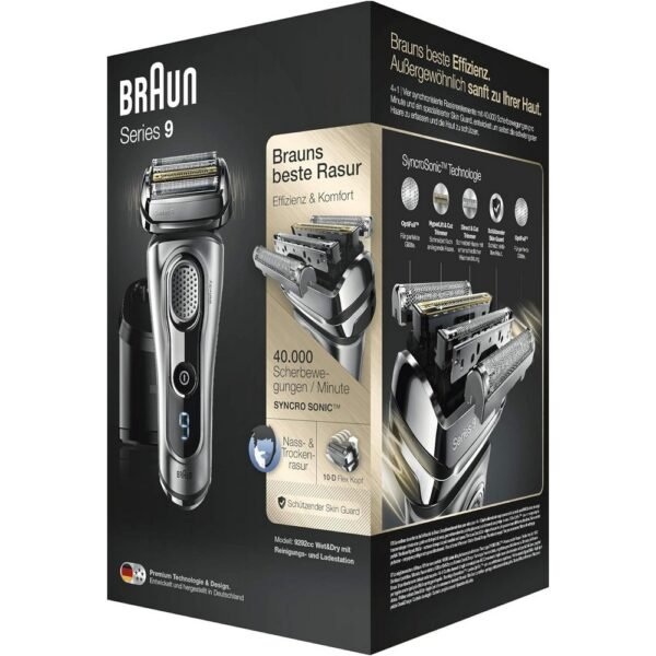 Braun Series 9 Electric Shaver, Silver, 9292cc (Discontinued Model);Braun Series 9 Elektrorasierer, Silber, 9292 cc (Auslaufmodell)