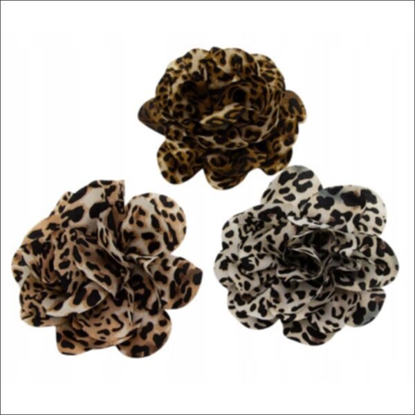 broochpin large satin flower panther 16 cm set of 3pcs