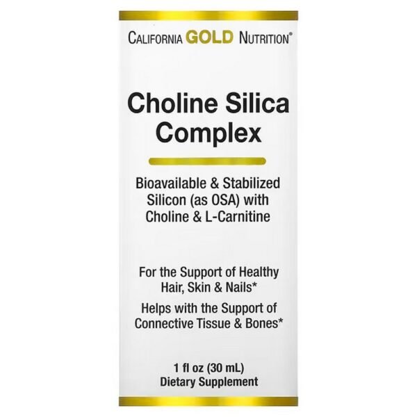 California Gold Nutrition, Choline Silica Complex, Bioavailable and Stabilized Silicon (as OSA) 30 ml ,California Gold Nutrition, Холиновый и кремниевый комплекс, (в виде ортокремниевой кислоты, OSA)30 мл