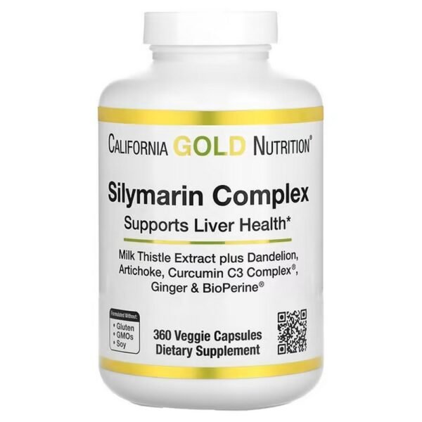 California Gold Nutrition, Silymarin Complex, Milk Thistle Extract and Dandelion,360 Vegetarian Capsules,California Gold Nutrition, комплекс с силимарином, экстракт расторопши и одуванчик,360 растительных капсул