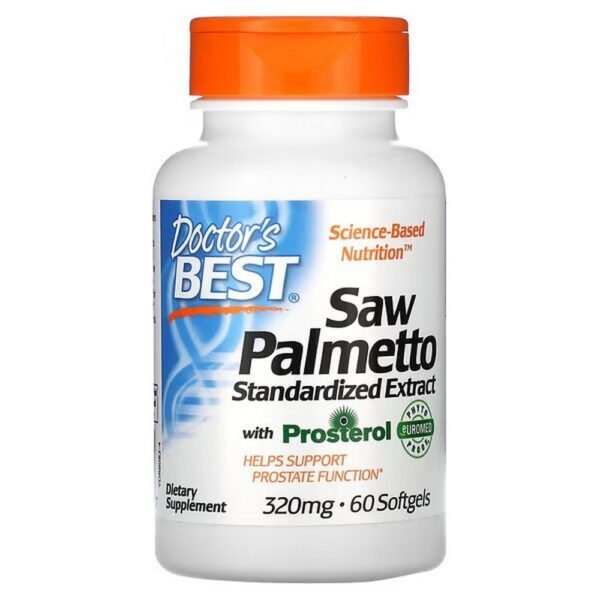 Doctor's Best, Saw Palmetto with Prosterol,  standardized extract, 320 mg, 60 softgels,Doctor's Best, Sägepalmenbeere mit Prosterol, standardisiertes Extrakt, 320 mg, 60 Weichkapseln