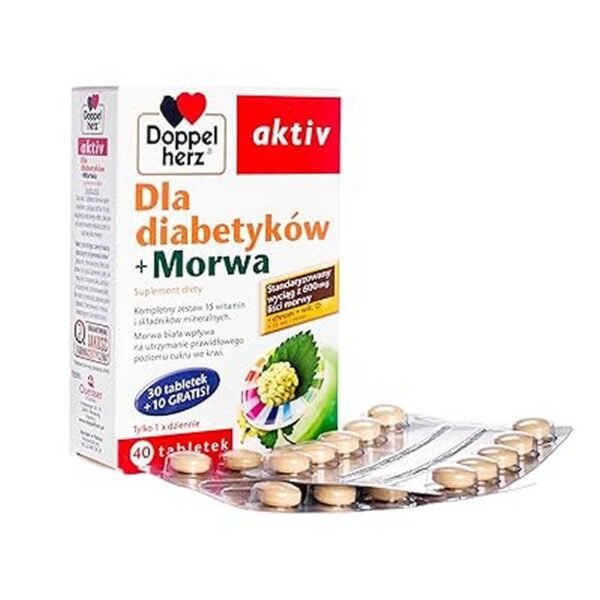 Doppelherz aktiv For diabetics + Mulberry 40 tablets,Doppelherz aktiv Dla diabetyków + Morwa 40 tabletek.