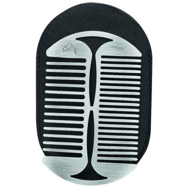 Erbe Solingen Beard Care Travel Beard Comb with Leather Case Black,Erbe Solingen Bartpflege Reise-Bartkamm mit Lederetui schwarz