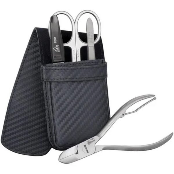 Erbe manicure case manicure leather case Travel, 4 pieces, black,Erbe Maniküre-Etui Maniküre-Lederetui Travel, 4-teilig, schwarz,