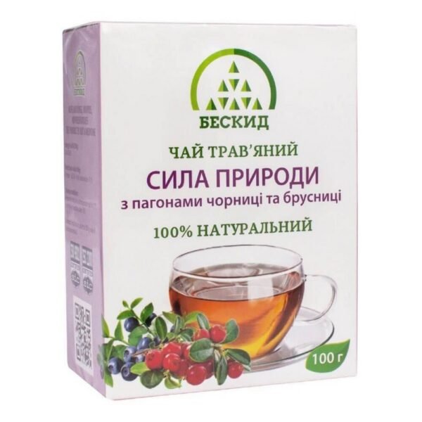 Cliff,Herbal tea Power of Nature with blueberry and lingonberry shoots, 100 g,Трав'яний чай Сила природи з пагонами чорниці та брусниці, 100 г