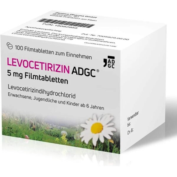 LEVOCETIRIZIN ADGC 5 mg film-coated tablets 100 pieces, LEVOCETIRIZIN ADGC 5 mg Filmtabletten 100 Stk