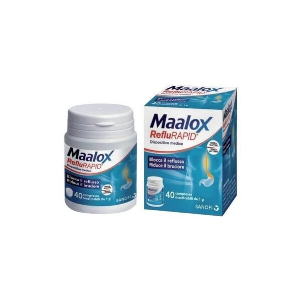 Maalox Reflurapid For the Treatment of Gastric Hyperacidity 40 Chewable Tablets, Maalox Reflurapid