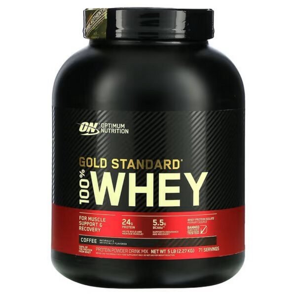 Optimum Nutrition, Gold Standard 100% Whey, Coffee, 2.27 kg (5 lbs.),Optimum Nutrition, Gold Standard 100% Molke, Kaffee, 2,27 kg (5 lbs.)