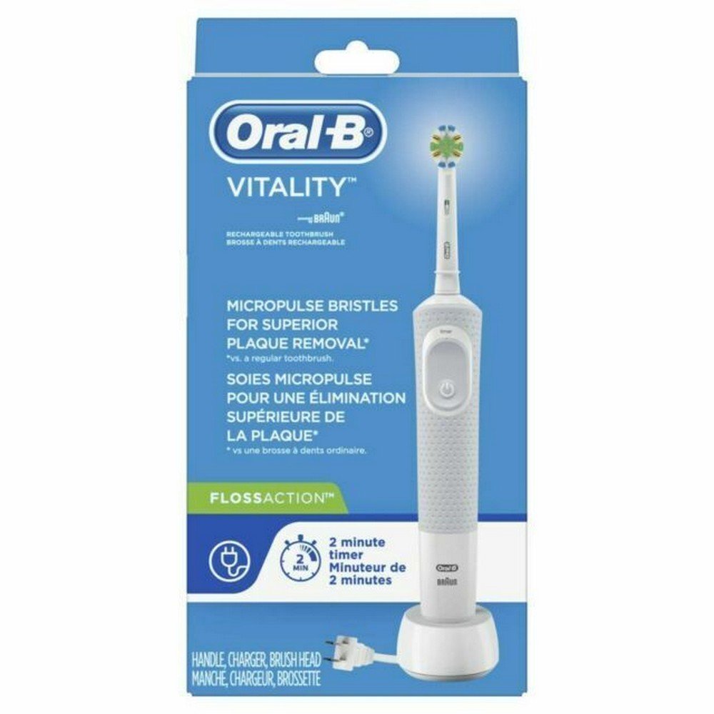 oral b vitality floss action rechargeable electric toothbrush white