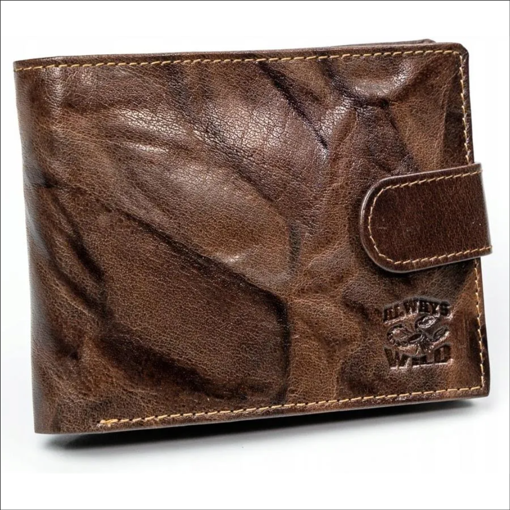 Men's Leather Snap Wallet with Zippered Compartment - Always Wild