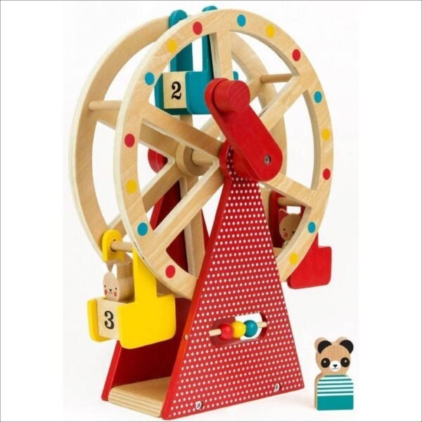 Take your three animal friends for a ride on this beautifully designed and stylish wooden Ferris wheel.
