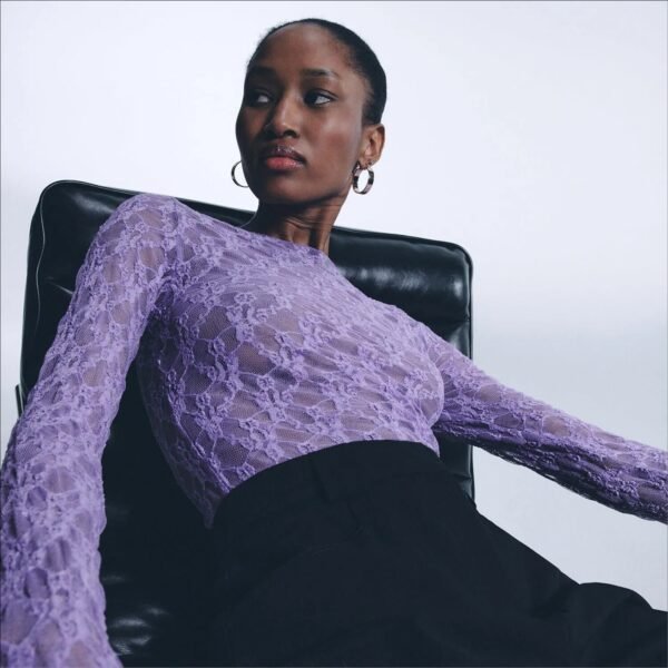 Reserved - Mesh Knitted Longsleeve - Purple