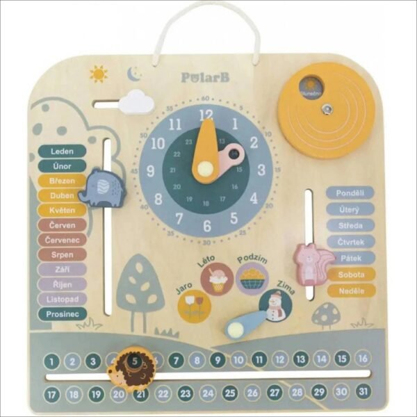 The wooden calendar in Czech is an educational toy that will introduce children to several necessary things