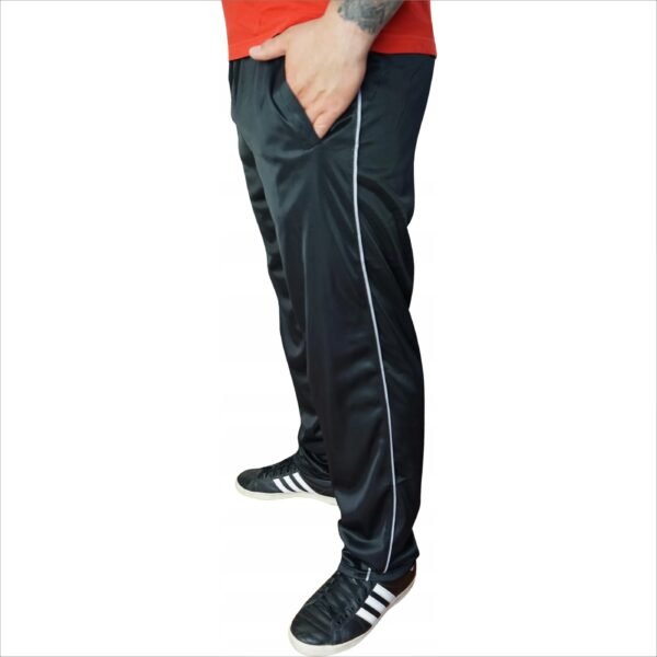 Men's Slippery Black Sweatpants with Pocket Stripe M