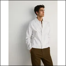 reserved comfort shirt with a linen blend white