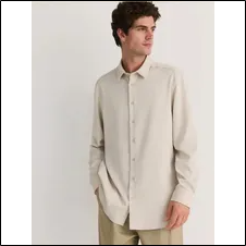 reserved comfort shirt with viscose beige